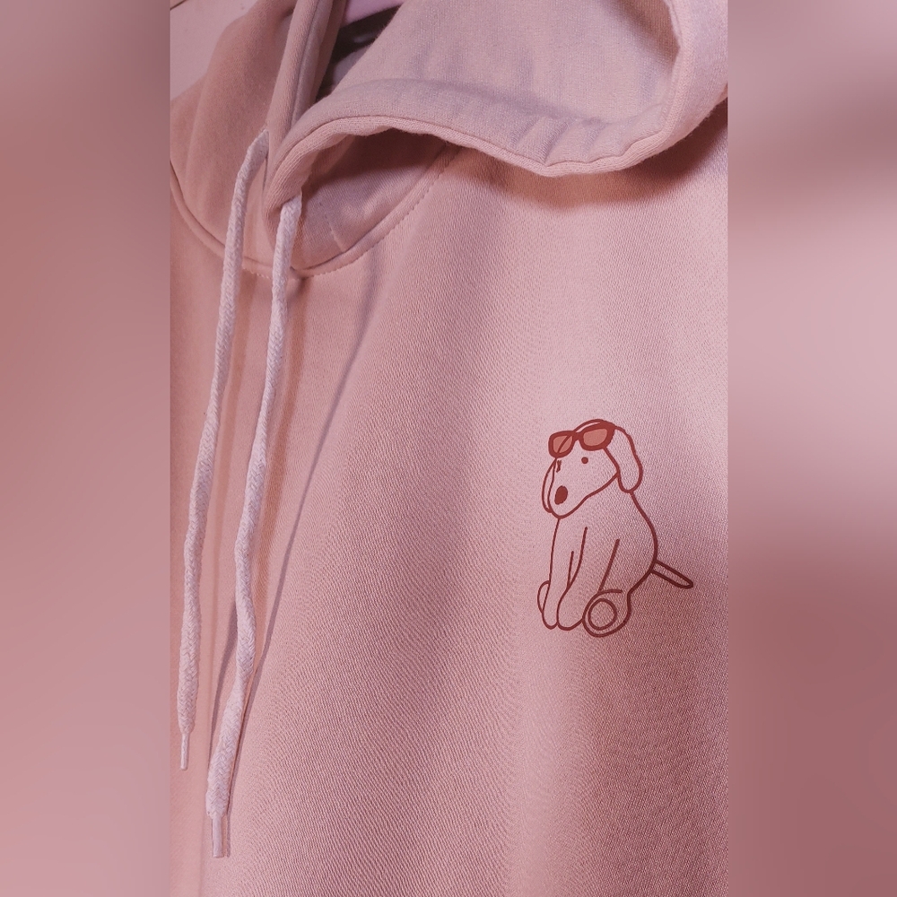 Tan Brown Graphic Dog Printed Pullover Hoodie Size XL Stressed But Blessed Comfy - Picture 4 of 12